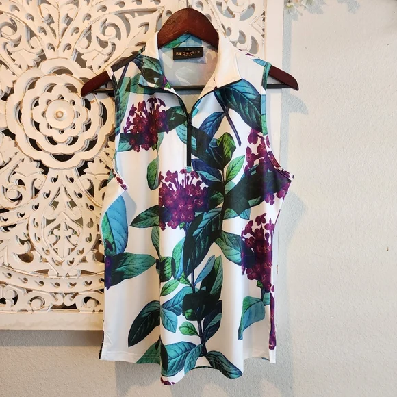 RED BELLY ACTIVE FLORAL ATHLETIC SLEEVELESS TOP WOMENS SIZE LARGE - Picture 8 of 13